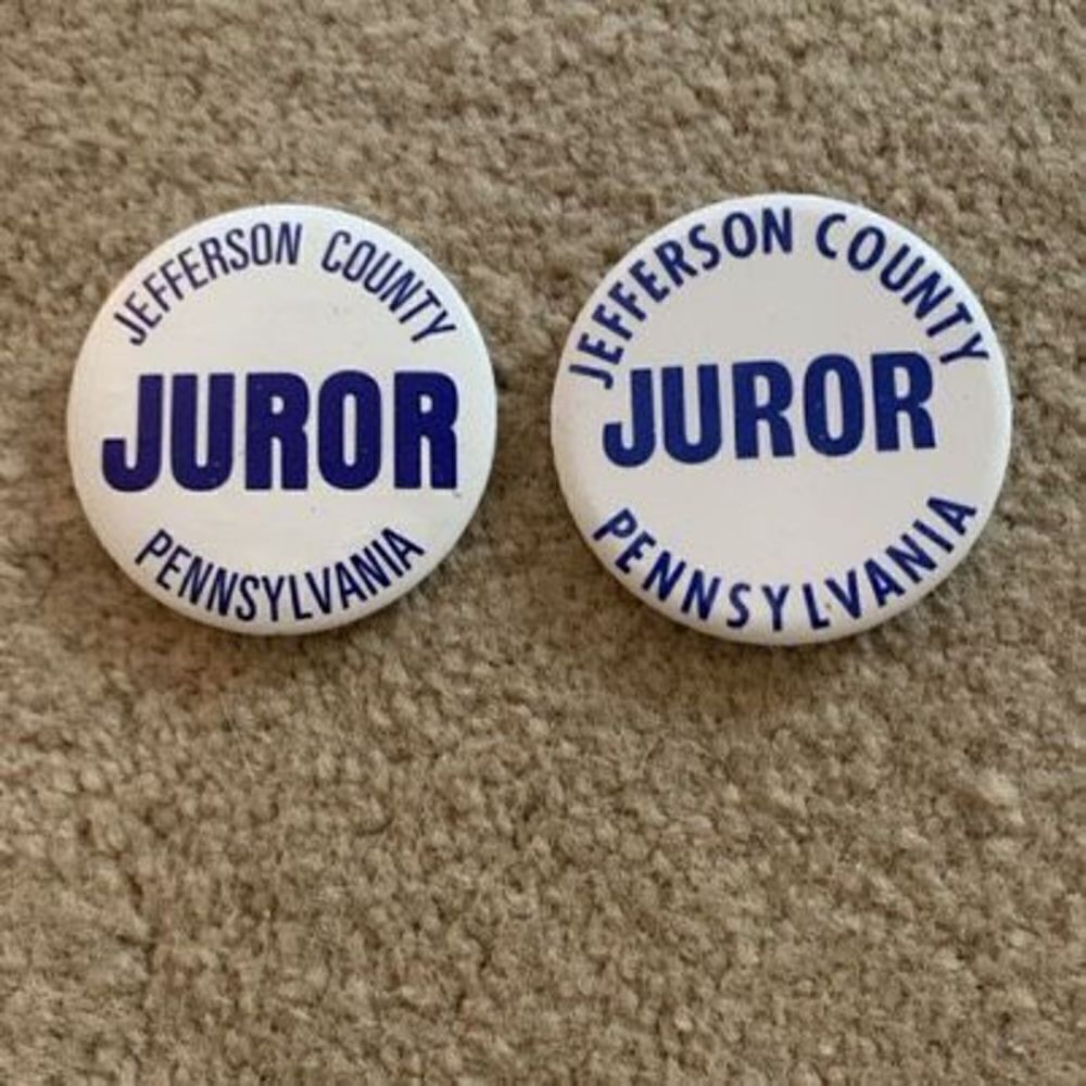 2 Jefferson County Pennsylvania Juror Pins Badges